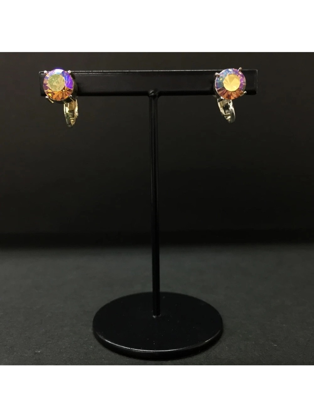 Vintage Givenchy Signed Aurora Borealis Crystal Clip-On Earrings👝
